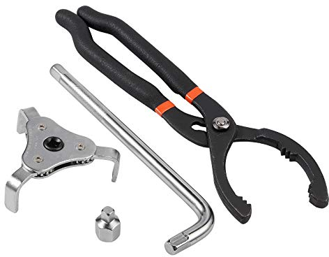 AUTOUTLET 3 In 1 Ölfilterzange, Ölfilterschlüssel, Entfernungswerkzeug Set, 3 armige Ölfilterspinne 63-102mm, verstellbare Ölfilterzange 50-115mm, Abnehmbar Filter Universal Auto Ölfilter Werkzeug