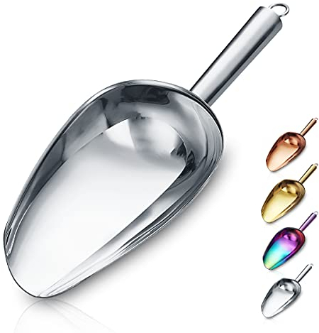 Berglander Edelstahl Eisschaufel 6 OZ, Metall Eisschaufel für Eismaschine, Mehrzweck für Süßigkeiten Küche Bar Party Hochzeit Haustier Tier Hundefutter Schaufel Strandschaufel (Silber)