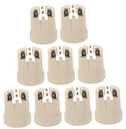 DOITOOL Heat Lamp Holder : 12pcs E27 Ceramic Lamp Holder E27 Light Threaded Replacement Chandelier Bulbs Porcelain Wall Sconce Candle Ceramic Candle Light Bulb Screw, Beige kit