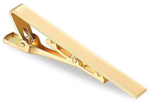 FATASH Mens Tie Clip, Stainless Steel & Minimalist Design Neck Tie Accessory, Classic Square Edge Necktie Pin for Daily Office Wear & Formal Occasions - Gold