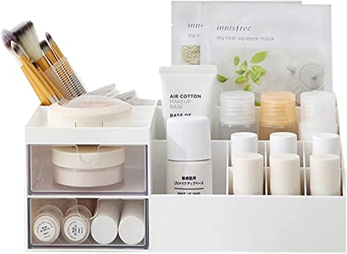 Carastek Make Up Organizer mit Schubladen,Kosmetik Aufbewahrungsbox Multifunktionale Aufbewahrungsbox Beauty Organizer Schminkaufbewahrung aus Kunststoff für Kommode Schlafzimmer Badezimmer