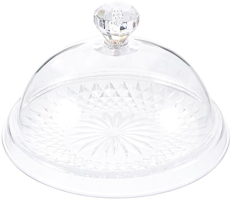 IMIKEYA Présentoir à gâteau avec couvercle, 16 cm, rond, en plastique, avec assiette, cloche à gâteau, en acrylique, pour petits gâteaux, desserts, cupcakes, mariage - 16 x 11 cm