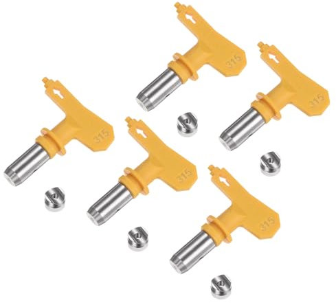 sourcing map 5pcs Reversible Spray Tips for Airless Sprayer 315 Paint Spray Nozzle Tips Sprayer Machine Parts for Home Garden Building Fences, Yellow