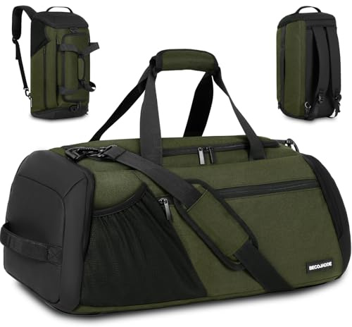 Sporttasche Herren 40L Groß Sporttaschen Reiserucksack Mehrere Taschen Rucksack mit Schuhfach Nassfach Wasserdicht für Schulter und Hand Trainingstaschen Weekender Tasche Sports Bags Armeegrün