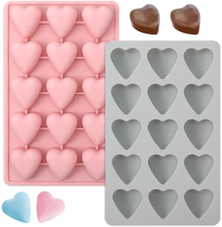 2 moldes de silicona con forma de corazón, molde de silicona para chocolate, forma de corazón, pequeño de jabón hecho a mano, chocolate, cubitos de hielo, adecuado para el día de San Valentín, bodas,