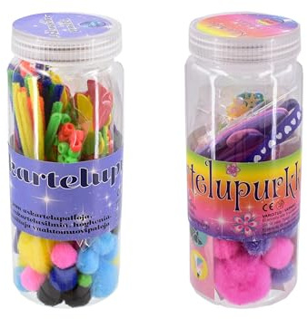 Kreative Kids Arts and Crafts 150 Pieces Children Craft DIY Craft Set Jar Includes Pom Poms, Pipe Cleaners, Feathers + More!
