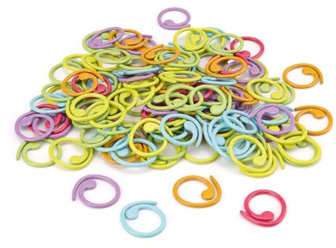 0XBIT Lot de 100 marqueurs crochets, 6 couleurs, artisanat de peinture en spirale, alliage de zinc, anneau marque-point pour couture, tricot, crochet