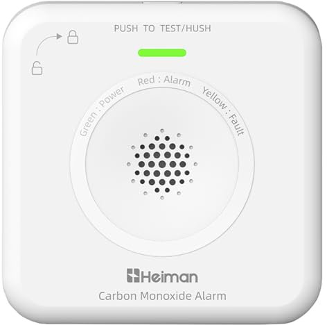 HEIMAN Funkvernetzter CO-Melder Vernetzt, CO Alarm Kohlenmonoxid 10 Jahre Sensor - Batterien austauschbar 85 dB Kohlenmonoxidmelder für Zuhause, tragbar, Batteriebetrieben (1 Stück)