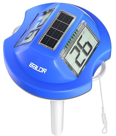 Termometro Galleggiante BALDR Solare con Doppio Display Anti-Riflesso | Sensore Temperatura Digitale IPX7 per Piscine/SPA(Blu scuro)