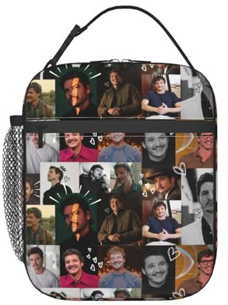 EZKYZTLW Pedro Star Pascal Isolierte Lunchtasche, wiederverwendbare Lunchbox für Damen und Herren, Kühlboxen für das Mittagessen, wasserdichte Lunchtasche für Picknick, Büro, Arbeit