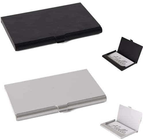 DILUSILK 2 Pcs Business Card Holder, Professional Stainless Steel Business Card Case, Ultra Thin Stainless Steel Metal Wallets, Purse Name Card Holder for Men & Women,Merchant,Entrepreneur.