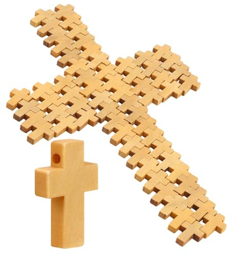 YiliYa 100pz Piccole croce crocine in legno con foro mini per creazione gioielli collane, pendenti ciondoli crocefisso per bigiotteria rosario portachiavi fai da te bomboniere battesimo comunione
