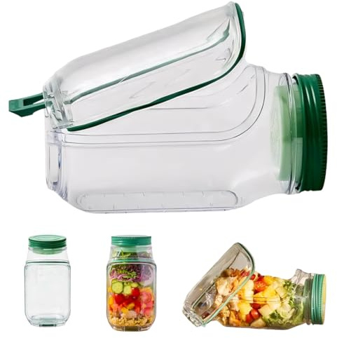 YOFDAL 1 PCS bocaux à salade，Dosette à salade verticale, bol intégré, bol fraîche, étui à sauce anti-fuite,salad pod，compartiments séparés, récipient à pour déjeuner.