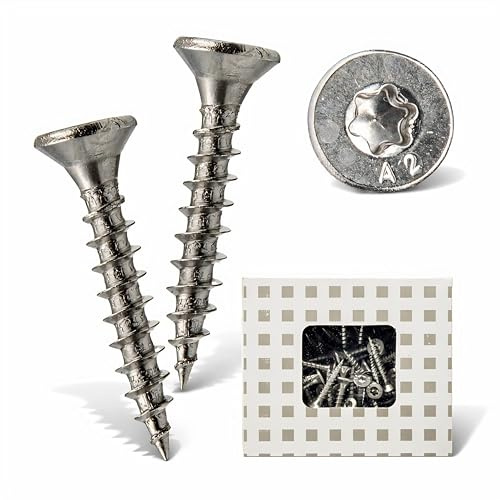 TORVON träskruvar i rostfritt stål A2 med sänkt huvud, Torx, full gänga, 4,0 x 25 mm, 200 st, rostfria träskruvar TX invändigt utvändigt