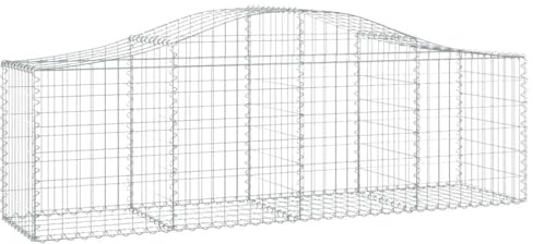 Mhdvray Set di 4 gabbioni con arco alto, 200 x 50 x 60/80 cm, cesti per gabbioni in ferro zincato, robusti cesti in pietra come muro decorativo del giardino e frangivista per giardino e terrazza