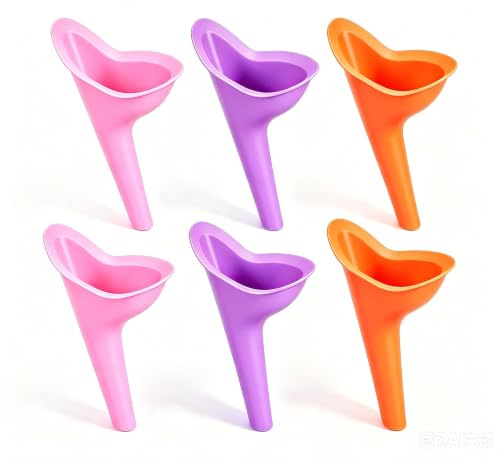 Pack of 6 Peeing Aid for Women, Urinella for Women, Reusable, Pipinella for Women, Camping Toilet, Portable Urinal for Outdoor Activities, Music Festivals and Travel