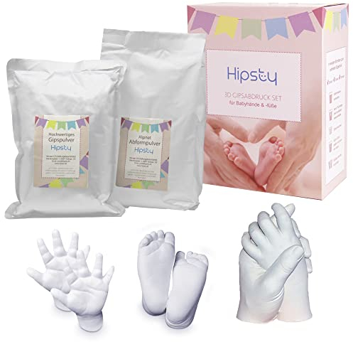Hipsty Gipsabdruck Baby Hand und Fuß | Mehrere Abdrücke | Einzigartige Erinnerung | Erstelle mit dem Abdruckset (Gibsabdruckset) einen wunderschönen Handabdruck oder Fußabdruck
