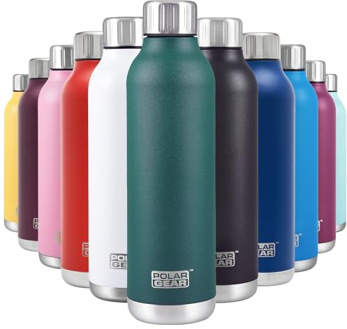 Polar Gear Stainless Steel Water Bottle - 500ml Vacuum Insulated Metal Water Bottle, Double Wall, Leakproof Drinks Bottle - 12H Hot, 24H Cold - Perfect for Work, Travel, Sports, Gym (Green)