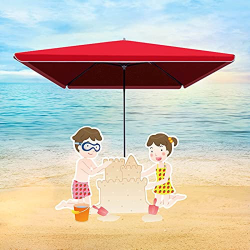 CHFQ Ombrellone da Spiaggia Grande ombrellone per ristoranti all'aperto Protezione Solare Ombrellone da Giardino Impermeabile Ombrello Blu Rosso 2.5X3.2m 3X3m