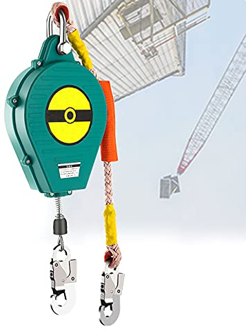 S-pomy Antichute a Rappel Automatique, 3-20m, Harnais de Securite Anti Chute Professionnel pour Toiture et D’échafaudage, Ligne de Vie Auto-Rétractable avec Corde de Sécurité Ignifuge, Charge: 150Kg