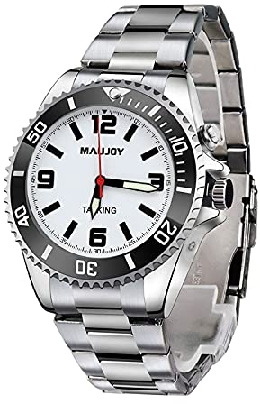 通用 MAUJOY Uomo Orologio Parlante in Italiano con Sveglia e Relazione oraria,annuncio ora e data con giorno della settimana Per anziani e non Vedenti.