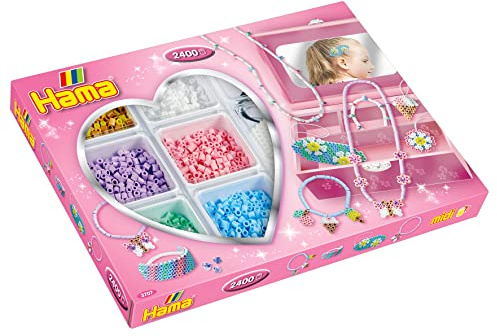 Hama Pink Activty Creative Box, Arts and Crafts Fuse Beads Set with Accessories, for Ages 5+, Official Set