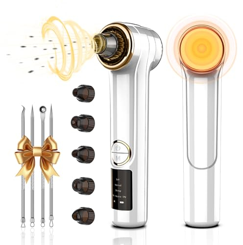 BENTFINE Mitesserentferner Porenreiniger Porensauger, Gesicht Sauger 2 en 1 Elektrisch Mitesser Entferner Sauger, Vakuumsauger Mitesser mit Heizmodus, Porensauger Pickelentferner (Weiß)