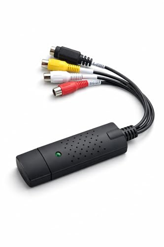 PKOUVOO Convertidor de Audio/Video RCA USB 2.0 Digitalice y edite Video Desde Cualquier Fuente analógica Incluyendo VCR DVD VCR