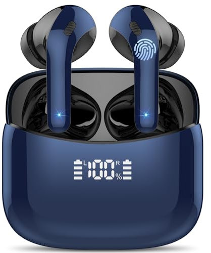 FAMOO Auriculares Bluetooth inalámbricos 5.3 intrauditivos con 4 micrófonos ENC de cancelación de ruido, auriculares inalámbricos