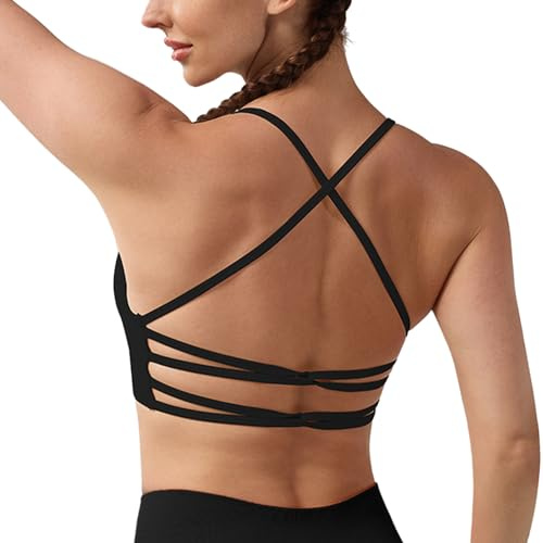 Neteson Reggiseno Sportivo Donna Push up con Imbottito Crop Top Sexy Incrociati Reggiseno da Palestra Schiena Scoperta Bra Bralette Senza Ferretto Fitness Top Yoga Senza Cuciture