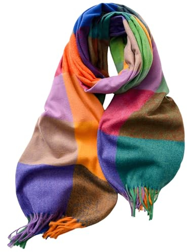 Lykofudi Schal Damen - Winter Warm Karierte Schals, Große Weiche Dicke Tücher Und Wraps Winterschal Damenschal Frauen Deckenschal Halstuch Mit Quasten 200×65 CM