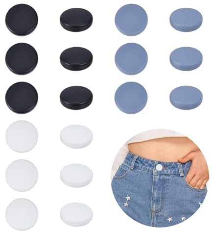 OLYCRAFT 18 cubiertas de botones de 3 colores para pantalones vaqueros para botones de 15 mm, cubierta de TPU para botones de camisa, cubiertas de botones, para evitar agujeros de camisa para mangas