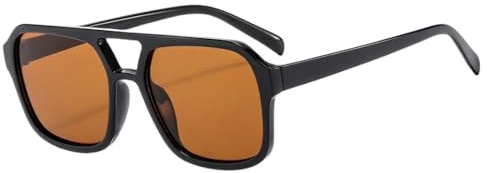 UJNHGQ Gafas de sol cuadradas de estilo aviador para mujer y hombre, montura grande, estilo Ins, color negro, protección UV400.