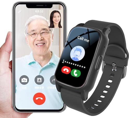 Vexorium Reloj Inteligente para Mayores con Detección de Caídas, GPS y Botón SOS, para Alzheimer, Demencia y Autismo,Negro
