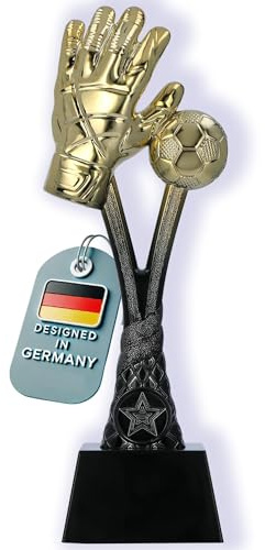 Larius Fußball Siegerpokal (26 cm, 320 g) – Goldene Trophäe mit/ohne Gravur – Ideal für Turniere, Finale, Vereinsmeisterschaften & Kindergeburtstage - F2 (ohne Wunschtext)