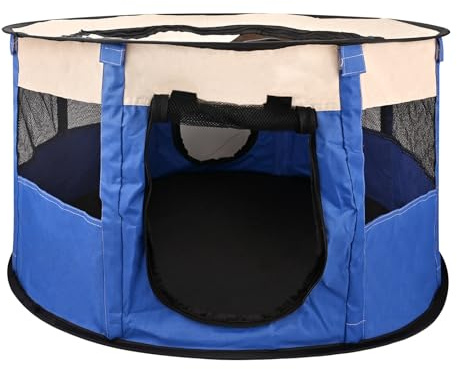 Foldable Waterproof Pet Playpen Tent with Storage Compartment, Portable Indoor and Outdoor Dog Cat Cage for Puppies, Kittens, Pregnant Animals, Easy Camping Travel Carrier