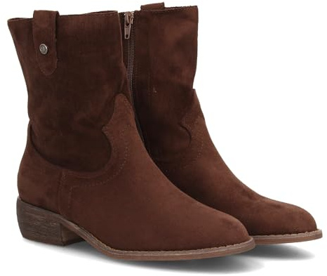 shoes&blues.es 97415 Botin de Tacon para Mujer, Comodos, con Punta Redonda, y Cierre de Cremallera, Otono Invierno Cafe Talla 37