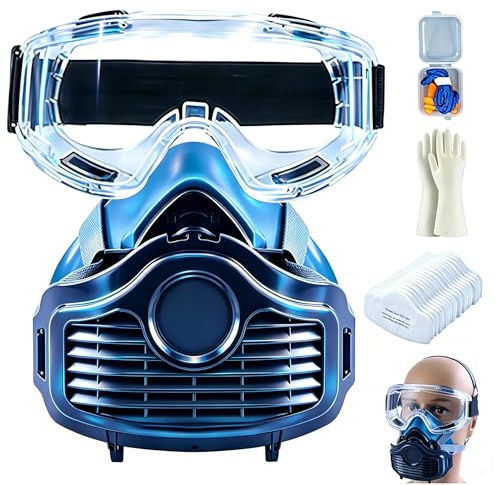 Andningsmask, återanvändbar dammmask med Face-Fit-Check-teknik och integrerade filter för konstruktion, renovering, slipning – dammmask mot fint damm, partiklar