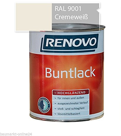 Buntlack 375 ml RAL 9001 Cremeweiß Hochglänzend Farbe Lacke Renovo