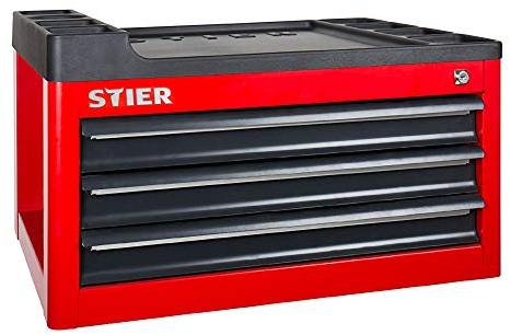 STIER Werkstattwagenaufsatz leer, 3 Schubladen, einfache Montage, Aufsatz passend für STIER Werkstattwagen, Werkzeugwagen
