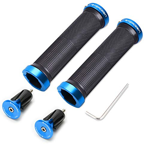 TOPCABIN Bicycle Grips,Double Lock on Locking Bicycle Handlebar Grips Rubber Comfortable Bike Grips for Mountain BMX (Navy)