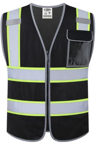 JKSafety Construction Safety Vest for Men Women Reflective JK99 Black L