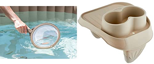 Intex 28004 PureSPA Reinigungsset & PureSpa Kunststoff-Getränkehalter-Beige,26 x 22 x 18 cm