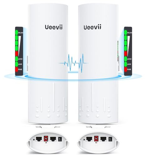 Gigabit Wireless Bridge, UeeVii CPE820 5.8G 1Gbps Point to Point WiFi Outdoor CPE with 16dBi High-Gain Antenna, Lang Range Up to 3KM, Plug and Play,24V PoE Power, IP65 Waterproof,2-Pack