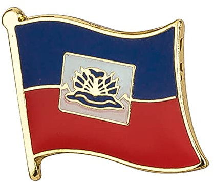 Haiti Haitian National Flag Metal Enamel Lapel Pin Badge – 1.9 x 1.6 cm Blue and Red with Coat of Arms – Hard Enamel Finish with Secure Clasp for National Pride, Travel, Events, and Collectors