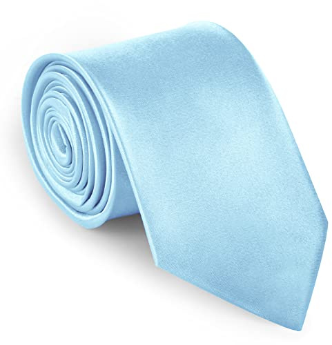 URAQT Cravatta Uomo, Cravatte Slim Uomo Eleganti Neckties, Sottile Tinta Unita Cravatta in Diversi Colori, Cravattino per Lavoro, Festa, Decorazione(Cielo Blu)