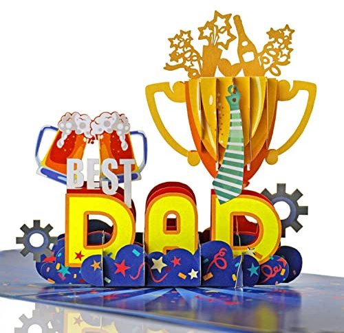 CUTPOPUP Best Dad CUP Birthday Cards for Men, Dad Birthday Cards, Fathers Day Card, 3D Greeting Card Father Him Boy Son Brother Husband Male (CUP) US8-21UK