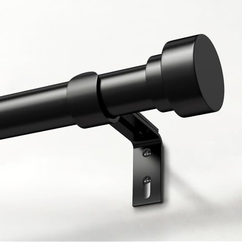 IFELS Heavy Duty Curtain Rods for Windows 66 to 120 Inch,1 Inch Adjustable Black Curtain Rod with Easy Installation and Modern Design,Decorative Long Drapery Rods with Metal Finials (A1,Black,30-120)