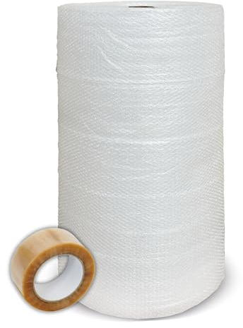 Luftpolsterfolie 100 cm x 100 m + Klebeband 48 mm x 66 m | verschiedene Größen | ideal für Verpackung, Umzug, Schutz