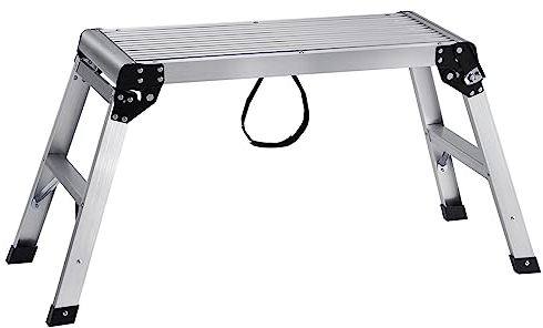 VEVOR Plataforma de Trabajo Carga de 150 kg Banco de Trabajo Plegable 76 x 30 x 50,8 cm Peldaños de Aluminio Pies Antideslizantes Mesa de Trabajo para Lavado de Coches Pintura Decoración para Hogar